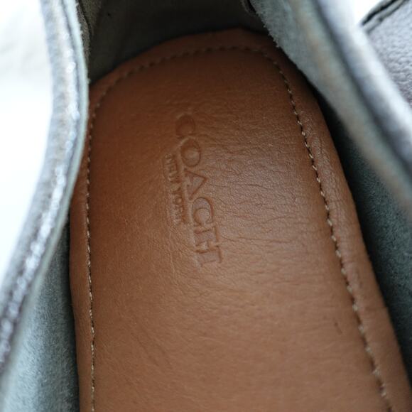 Coach Nola Silver Calf Grain Leather Logo Slip On Driving Shoe Moccasin Loafers - Picture 12 of 16